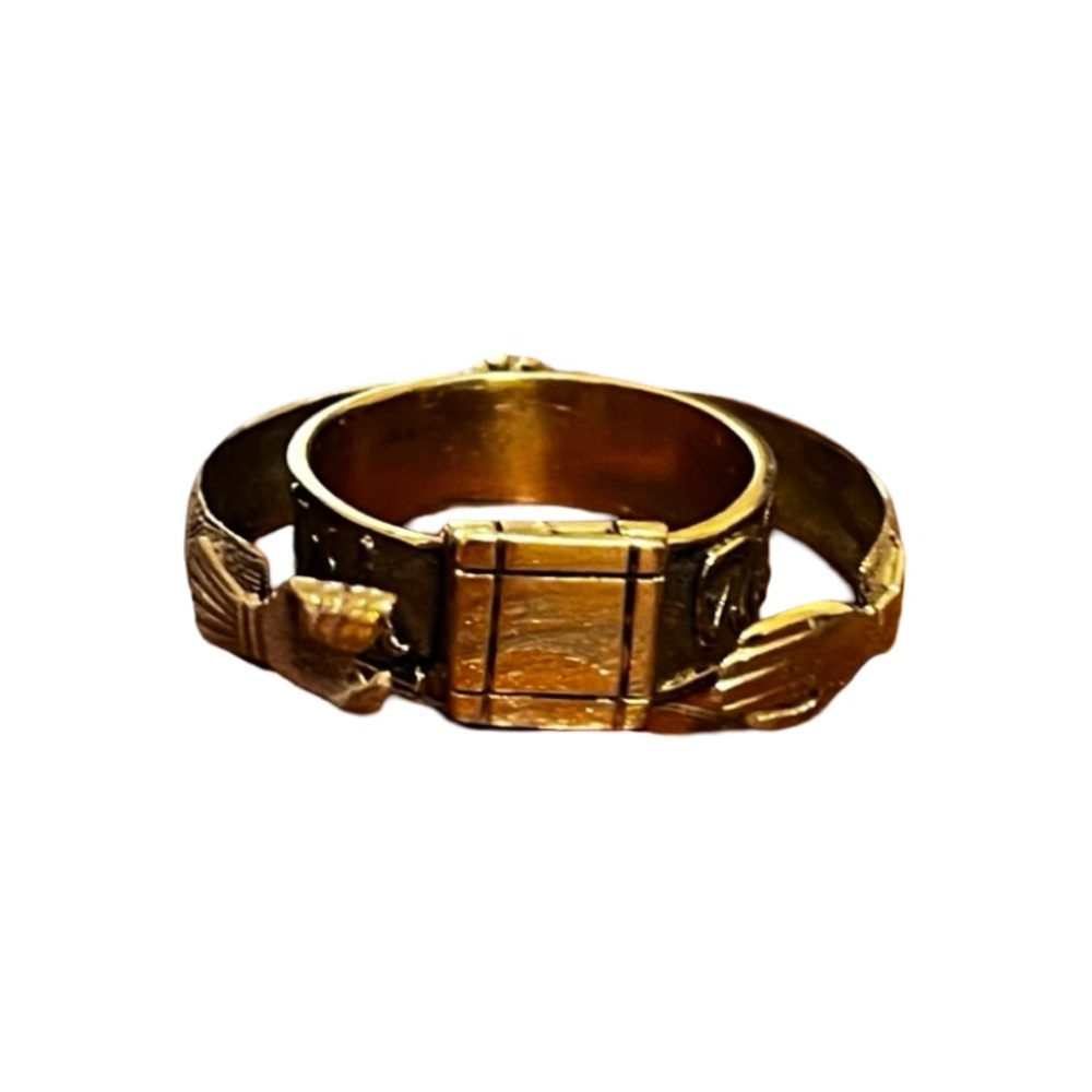 Rare Judaic Engagement Mazal Tov 18 Karat Gold Plated Secret Ring - Picture 12 of 13